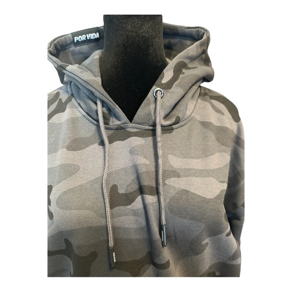 New Vixxon Gray Black Camo Hoodie Womens Size L Fleece Jacket Dixxon Flannel Co - Picture 8 of 15